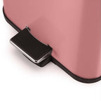 Foot Pedal Stainless Steel Trash Bin Square 12L Pink