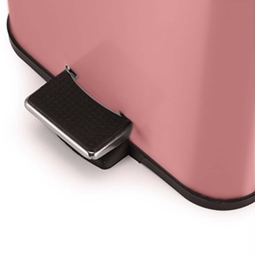 Foot Pedal Stainless Steel Trash Bin Square 12L Pink