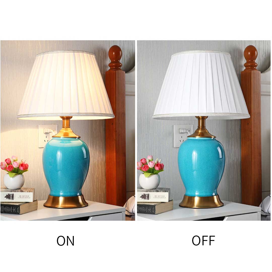 Ceramic Oval Table Lamp Blue