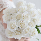 20pcs Artificial Silk Rose Bouquet White
