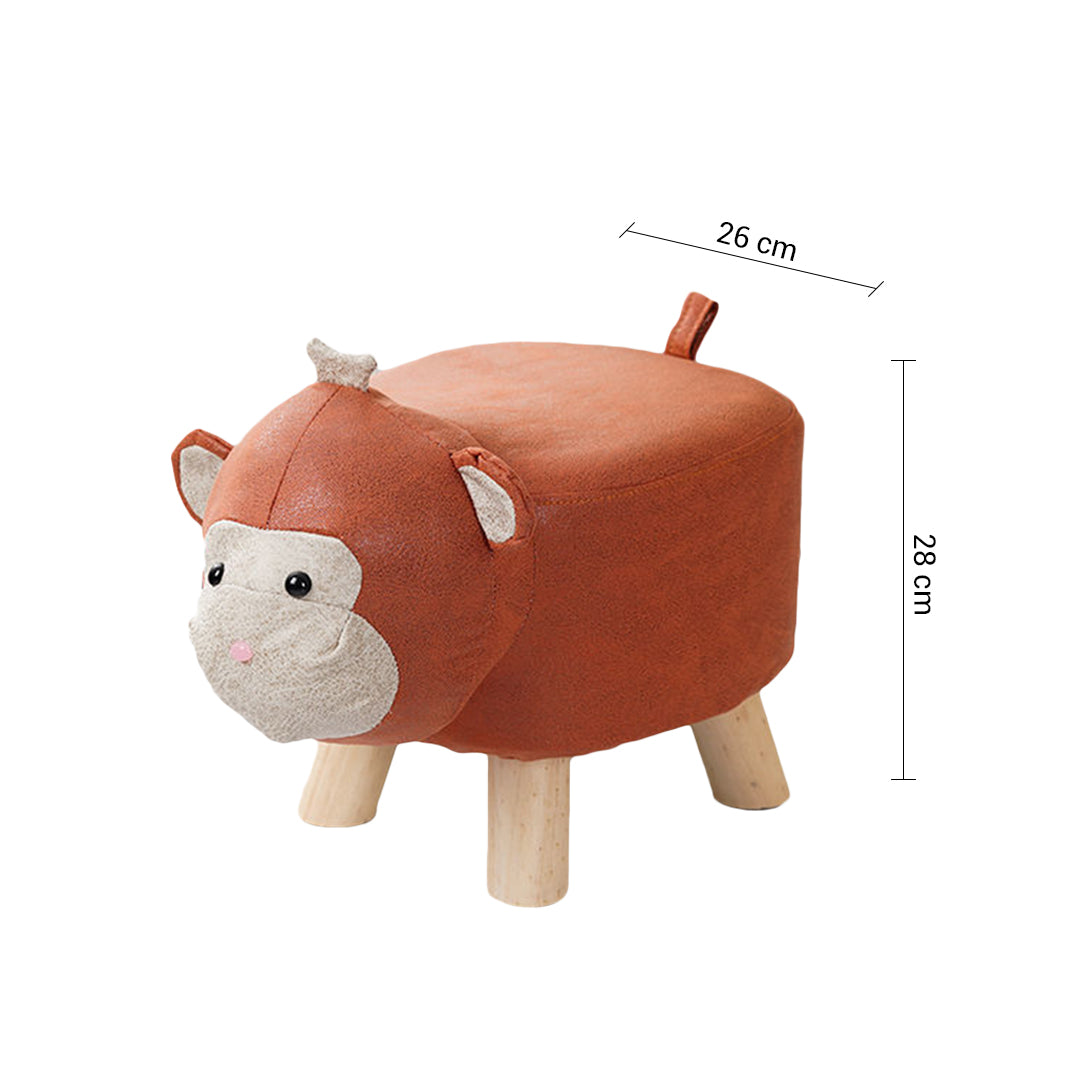 Orange Kids Ottoman Stool Monkey Character Bench Seat