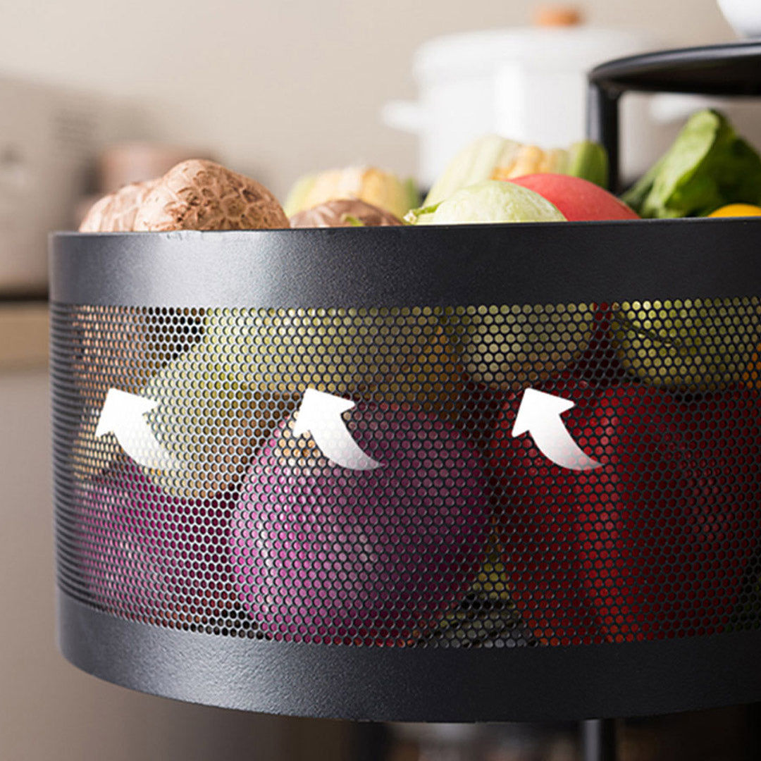 3 Tier Steel Round Rotating Kitchen Cart
