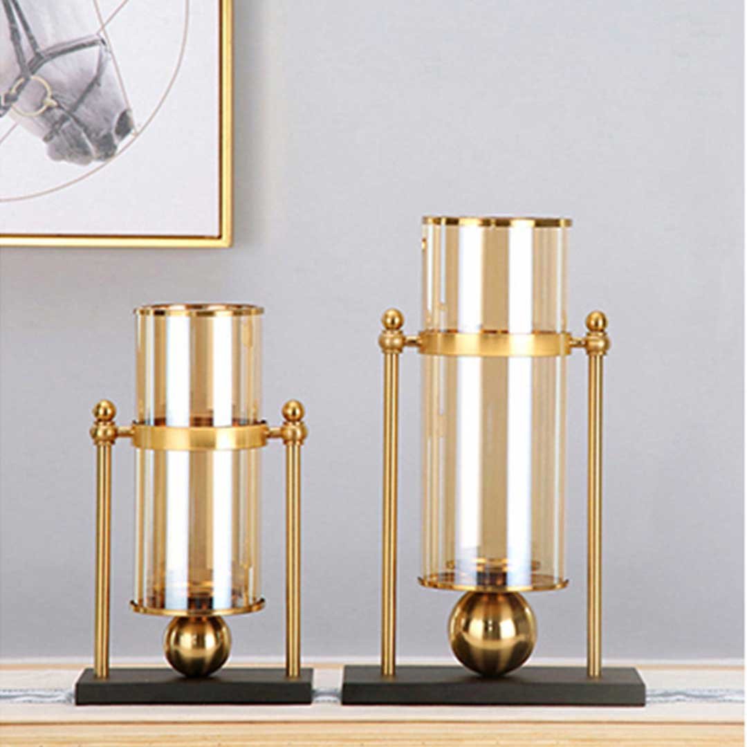 34cm Transparent Glass Vase with Candle