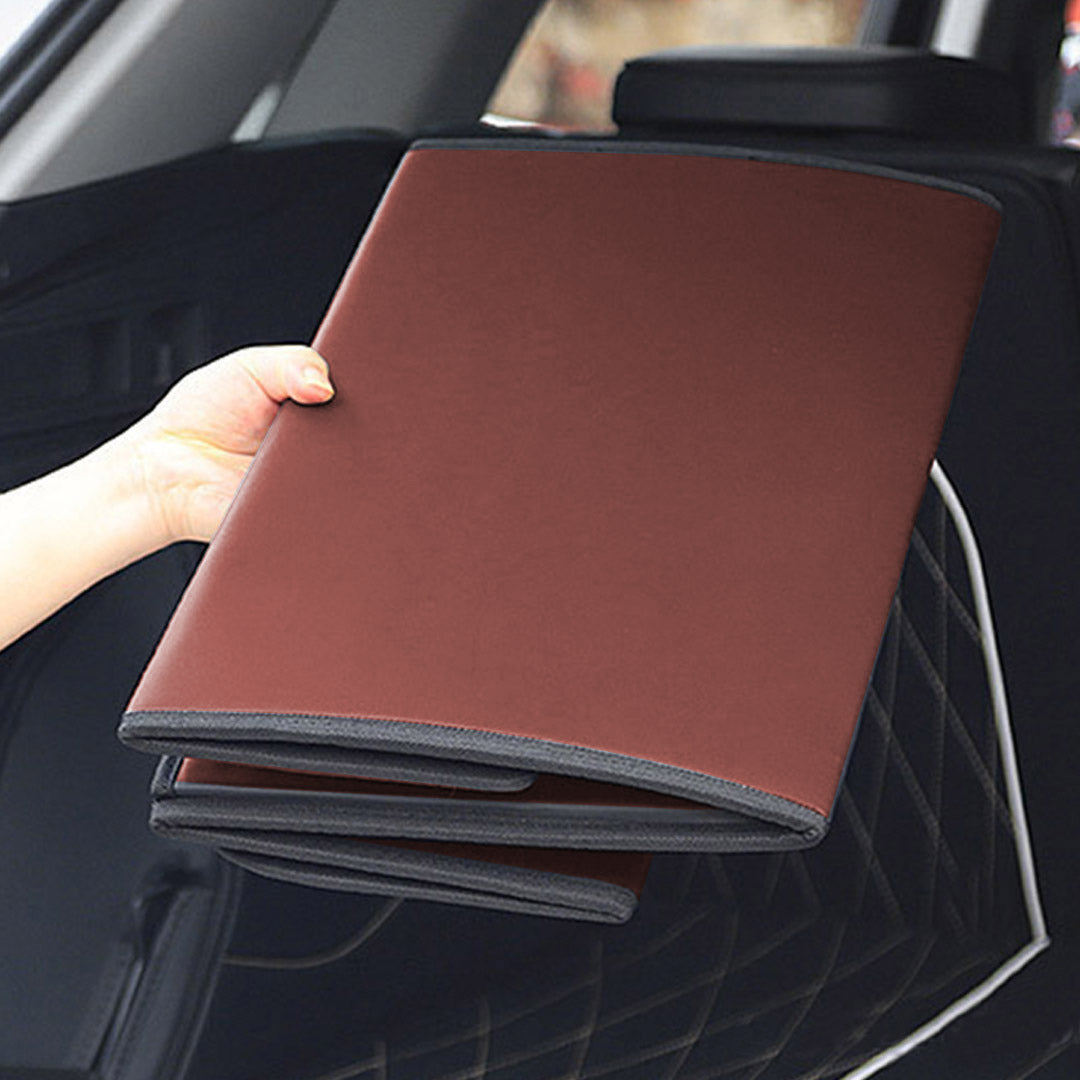 Leather Car Boot Foldable Trunk Cargo Organizer Box Coffee Medium