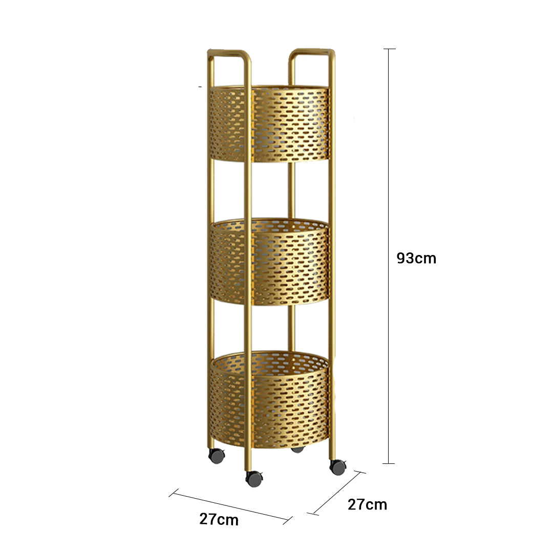 3 Tier Bathroom Shelf Multifunctional Display Rack with Wheels