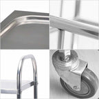 3 Tier Stainless Steel Utility Cart Round 86x54x94cm Large