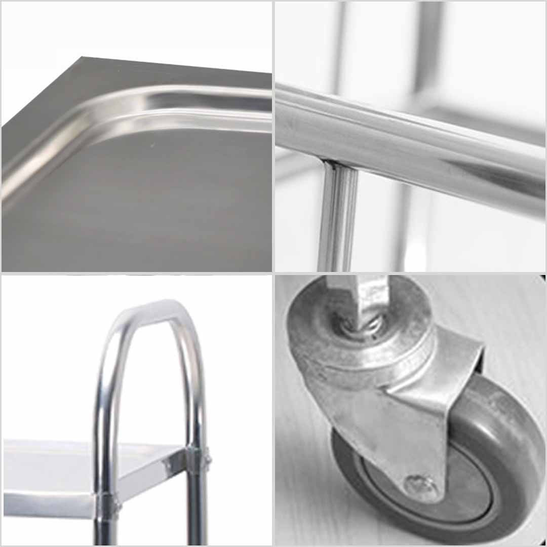 3 Tier Stainless Steel Utility Cart Round 86x54x94cm Large