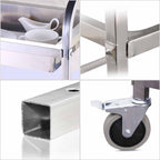 2 Tier Stainless Steel Utility Cart 95x50x95cm Large