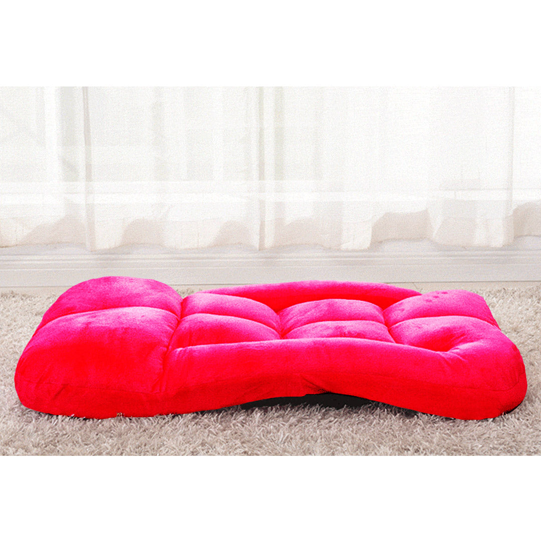 Foldable Floor Recliner Lazy Chair with Armrest Red
