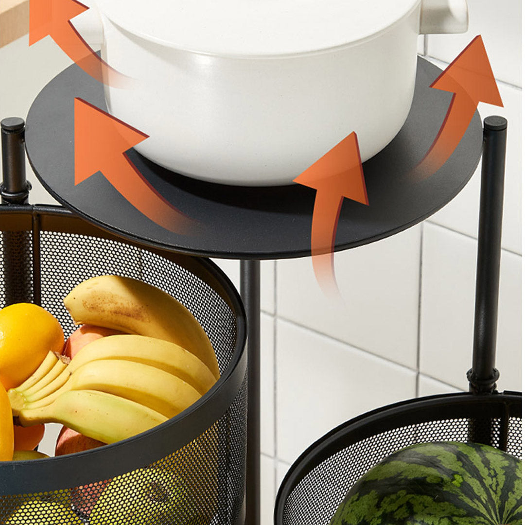 3 Tier Steel Round Rotating Kitchen Cart