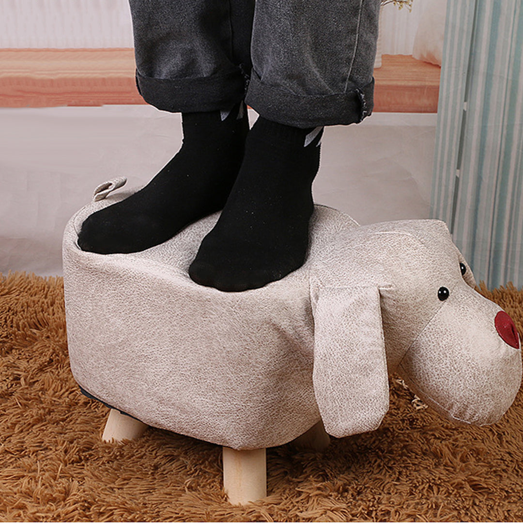 Grey Kids Ottoman Stool Deer Character Bench Seat