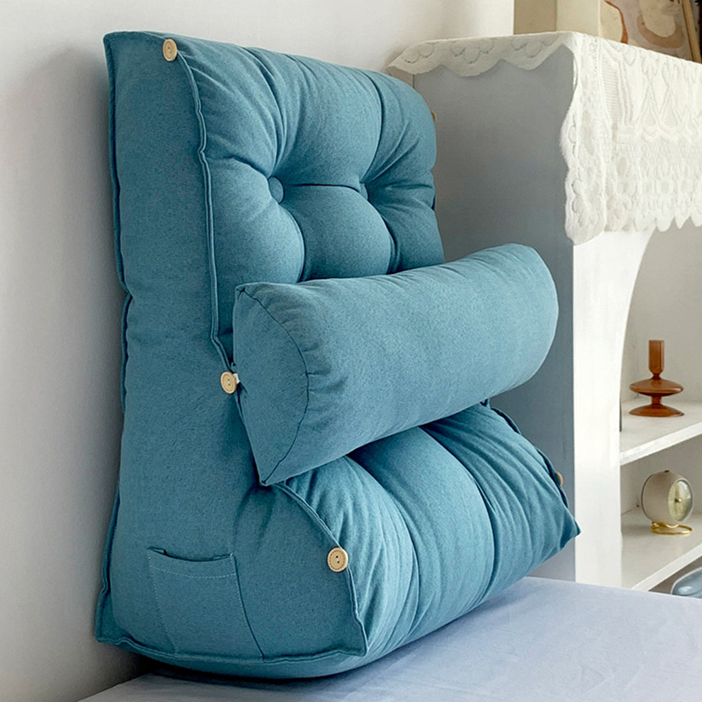 60cm Blue Wedge Lumbar Pillow