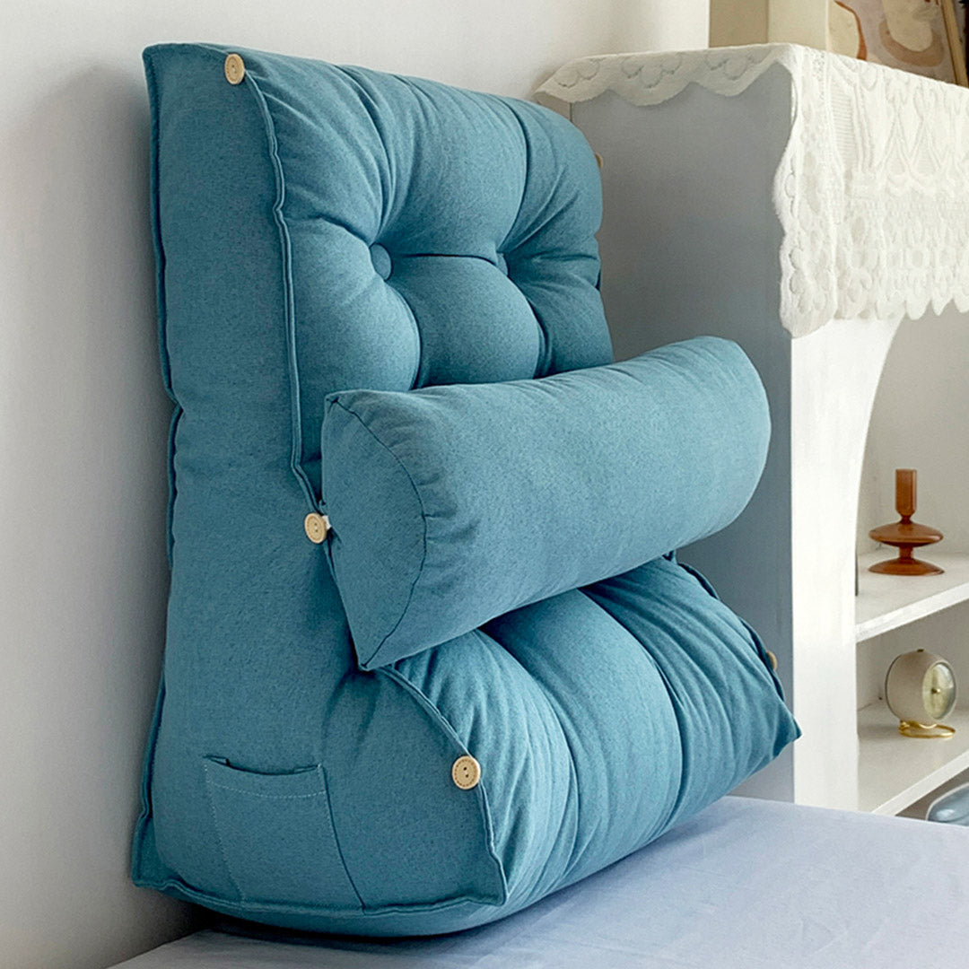 60cm Blue Wedge Lumbar Pillow
