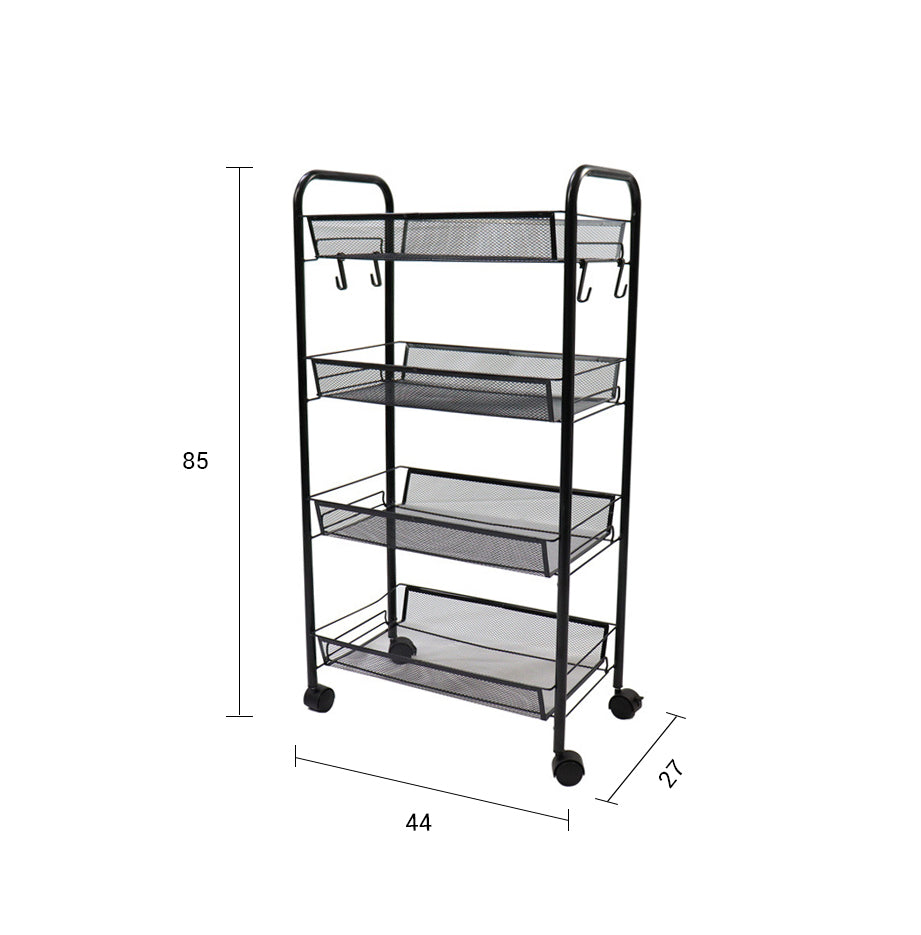 4 Tier Steel Mesh Kitchen Cart