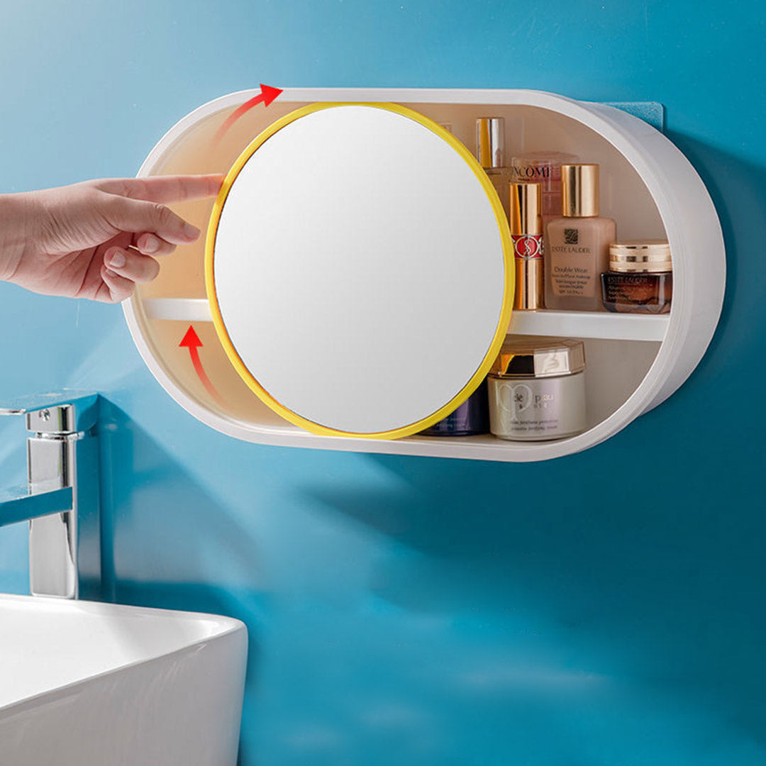 39cm Oval Wall-Mounted Mirror Storage Box