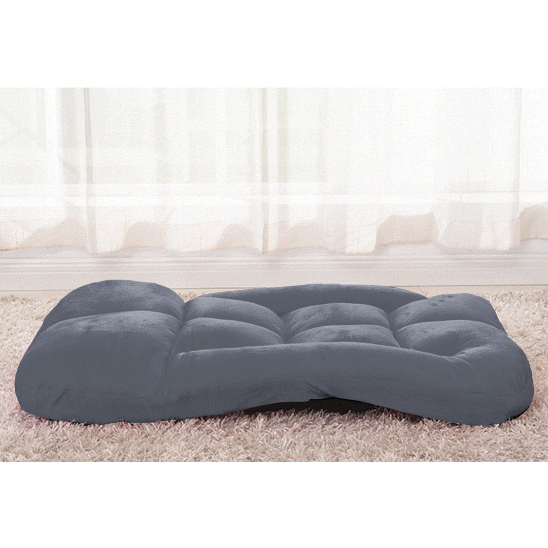 Foldable Floor Recliner Lazy Chair with Armrest Grey