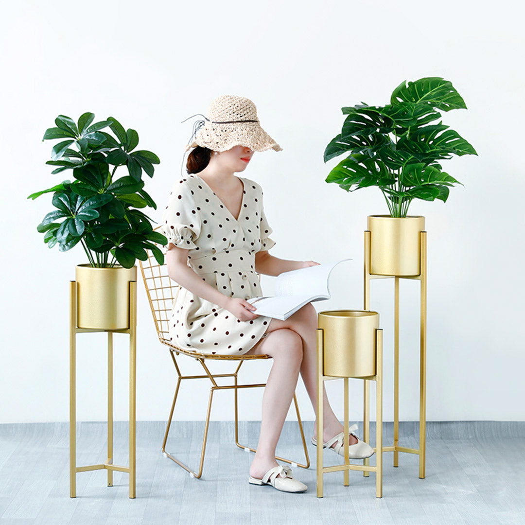 75CM Reversible Gold Metal Plant Pots Holders Rack