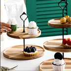 15cm 2 Tier  Brown Round Wooden Acacia board