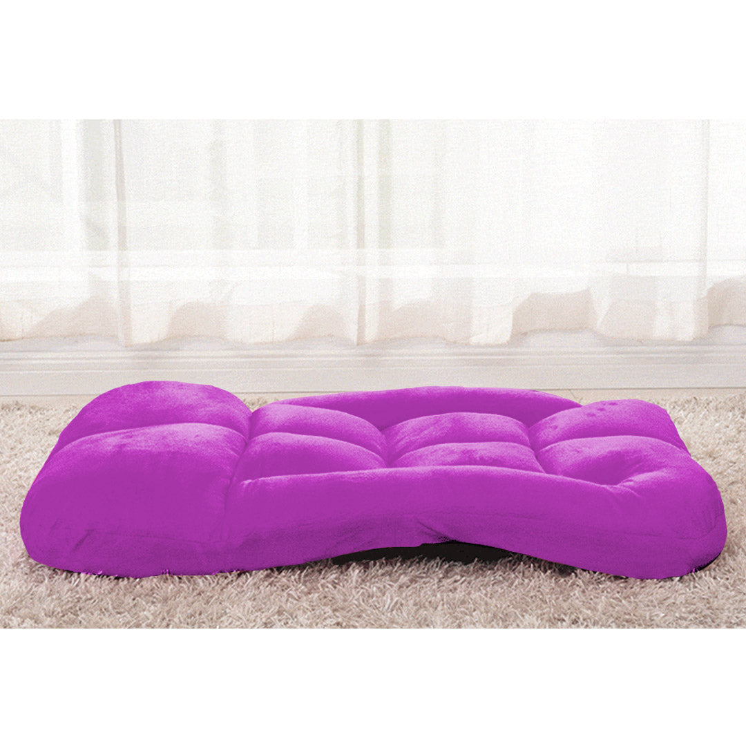 Foldable Floor Recliner Lazy Chair with Armrest Purple