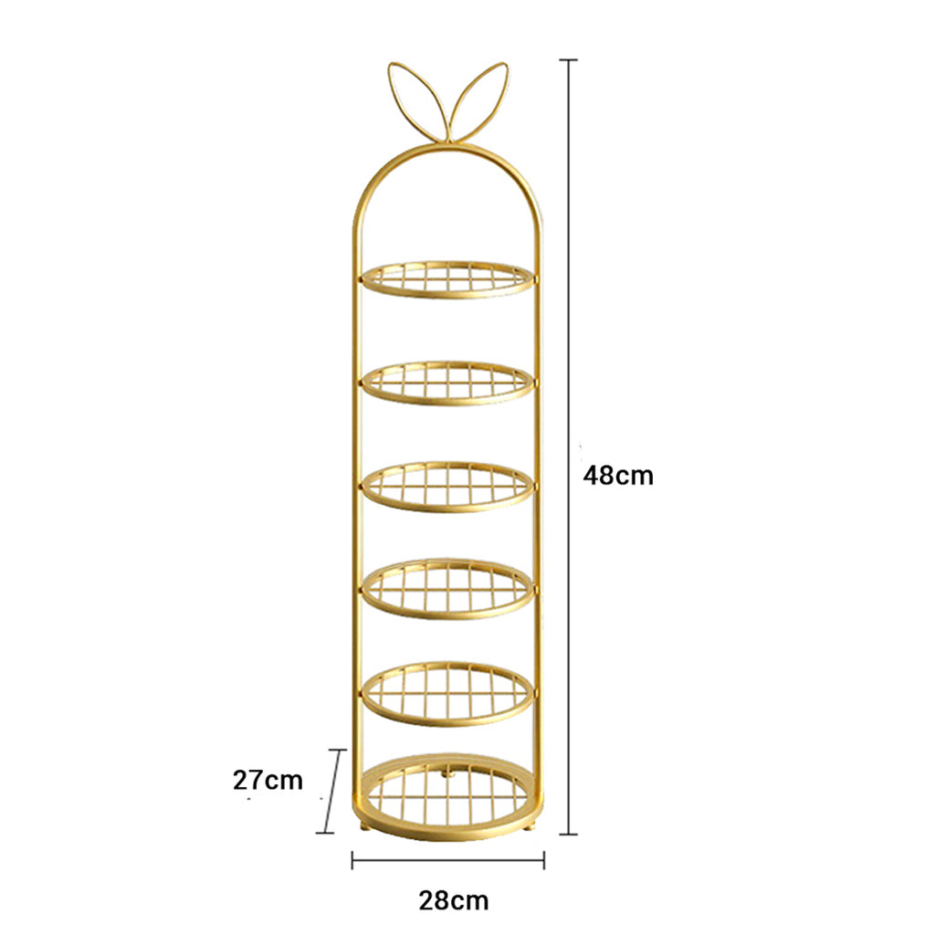 6 Tier Bunny Ears Shape Gold Plated Metal Shoe Rack Organiser