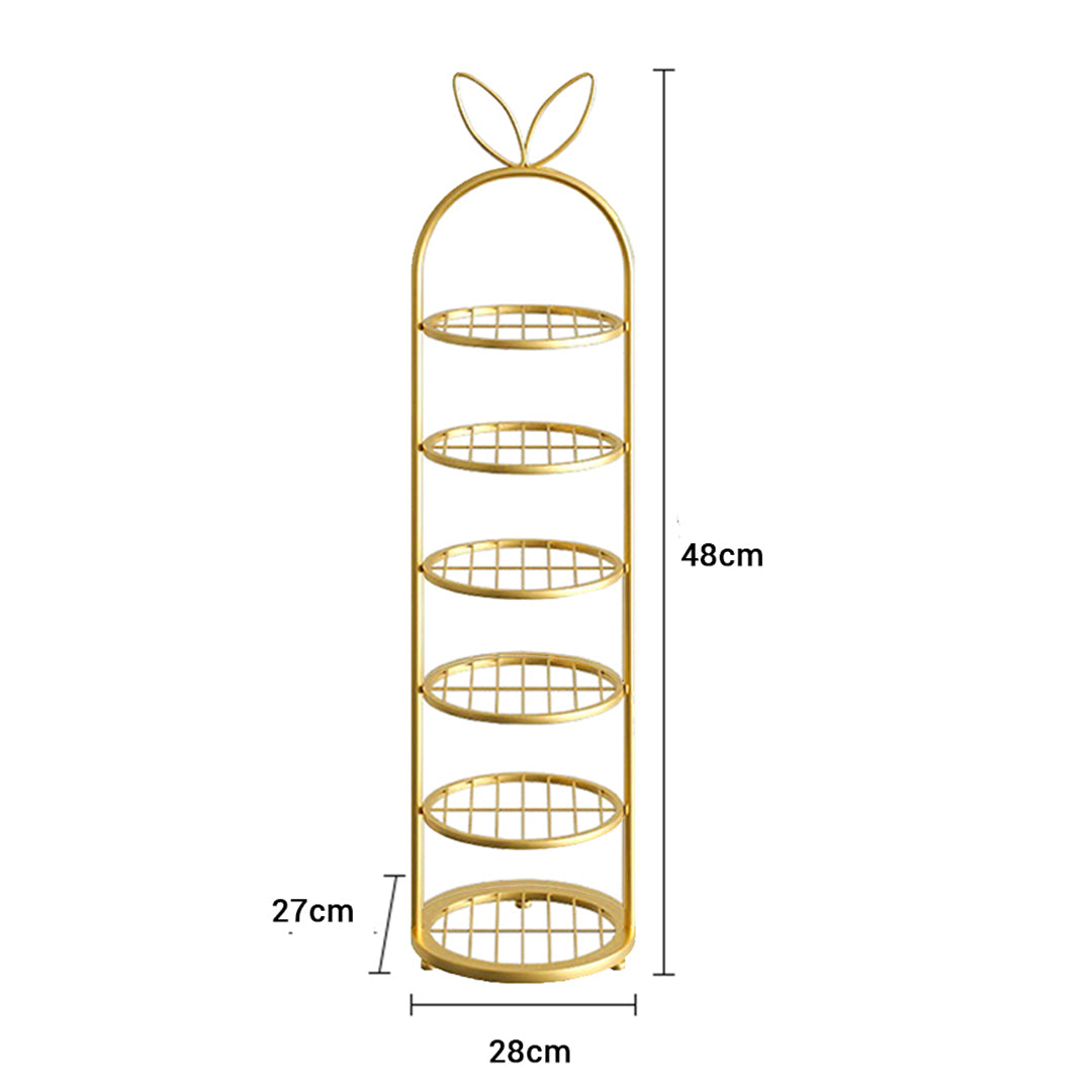 6 Tier Bunny Ears Shape Gold Plated Metal Shoe Rack Organiser