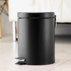 Foot Pedal Stainless Steel Trash Bin Round 12L Black