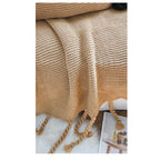 Coffee Tassel Fringe Knitted Throw Blanket