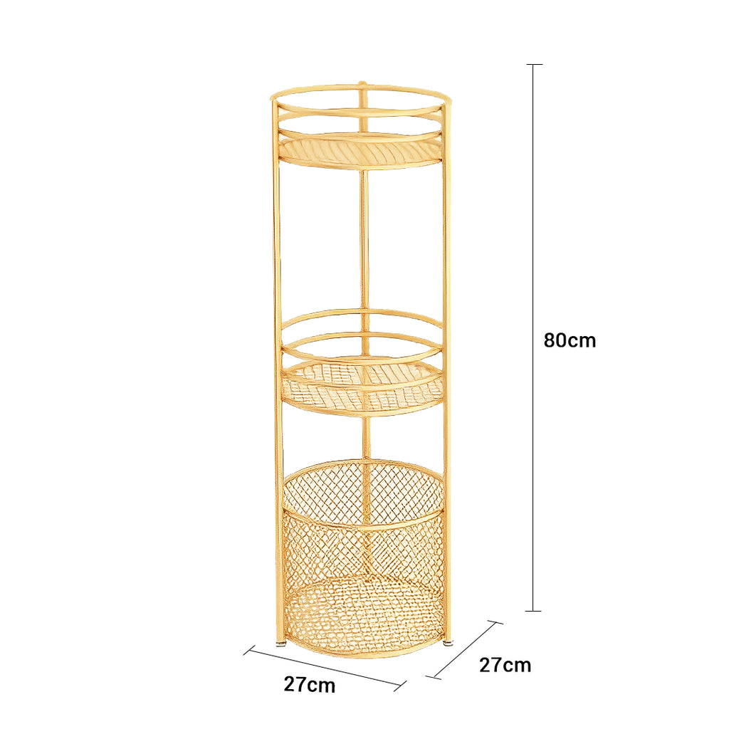 3 Tier Freestanding Storage Shelf Multifunctional Display Rack with Basket