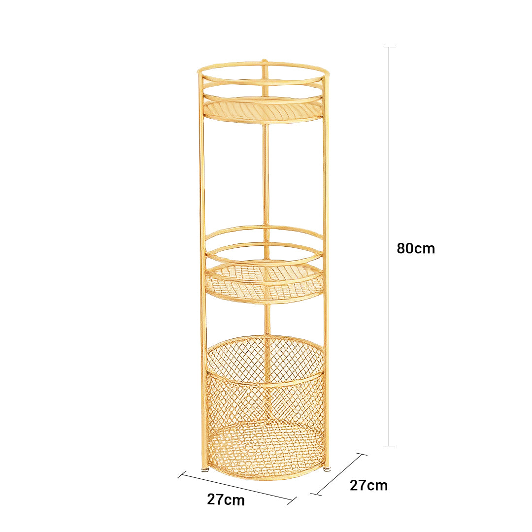 3 Tier Freestanding Storage Shelf Multifunctional Display Rack with Basket