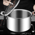 22cm Stainless Steel Soup Pot with Glass Lid