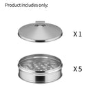 5 Tier Stainless Steel Steamers With Lid 22cm