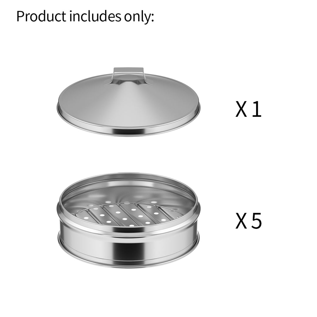 5 Tier Stainless Steel Steamers With Lid 22cm