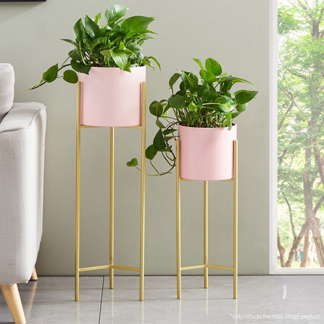 60cm Pink Metal Tiered Plant Pots Holders Foldable Rack