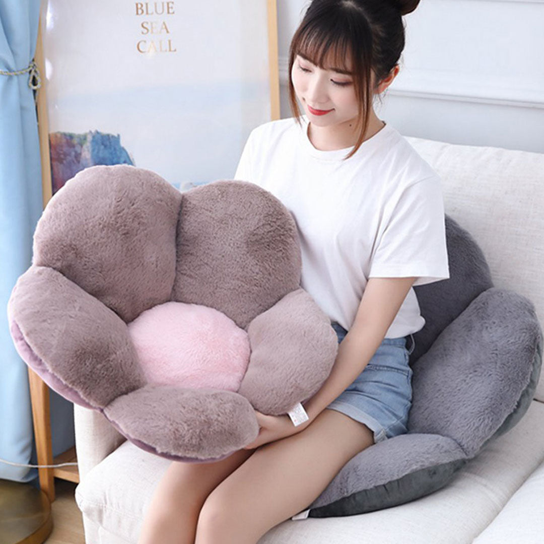 Dark Gray Whimsical Flower Cushion