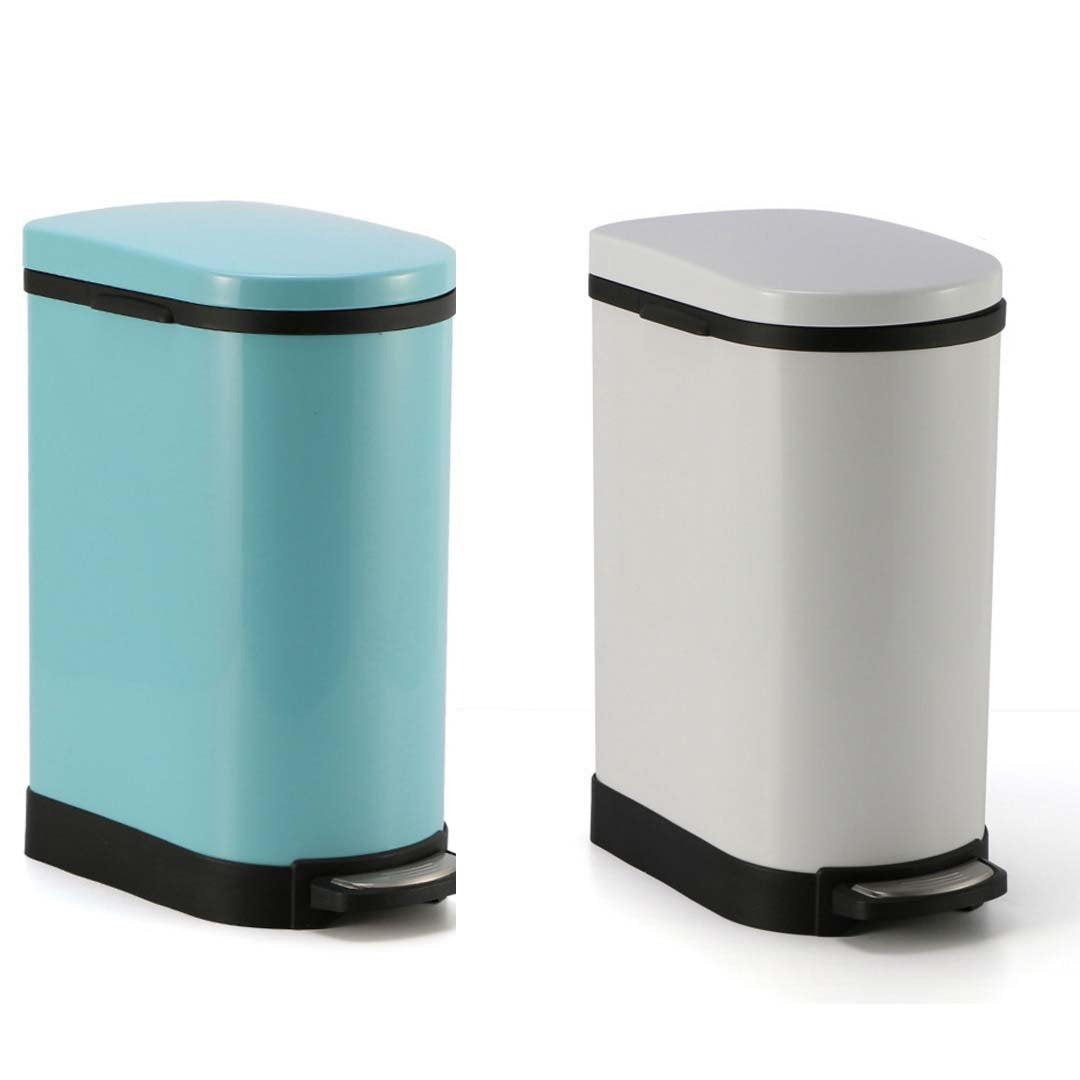 Foot Pedal Stainless Steel Trash Bin 10L U Blue