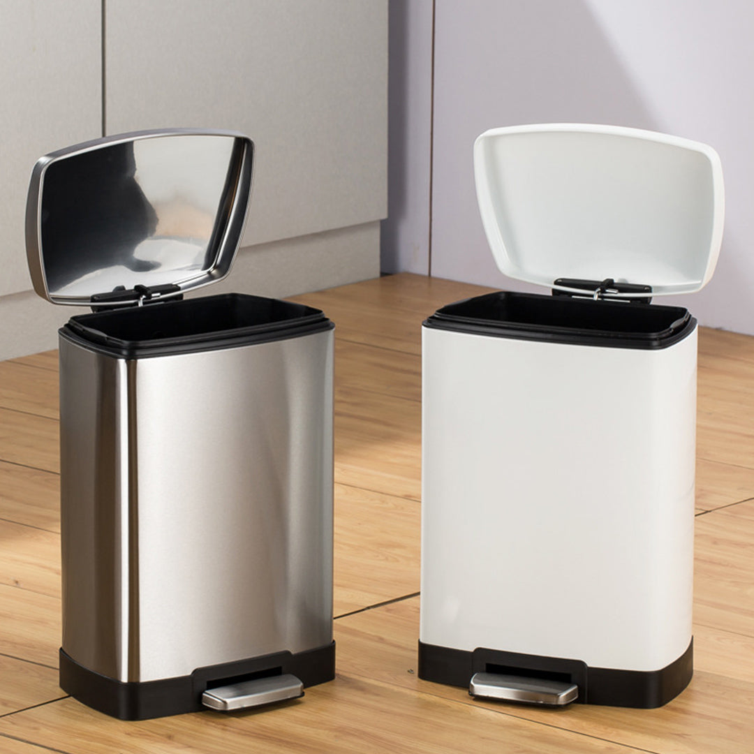 Rectangular 12L Stainless Steel Foot Pedal Recycling Bin for Garbage Silver