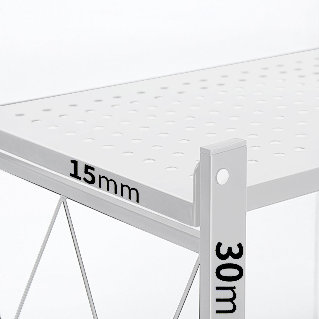5 Tier Foldable Kitchen Shelves with Wheels  White