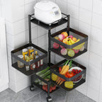 4 Tier Steel Square Rotating Kitchen Cart