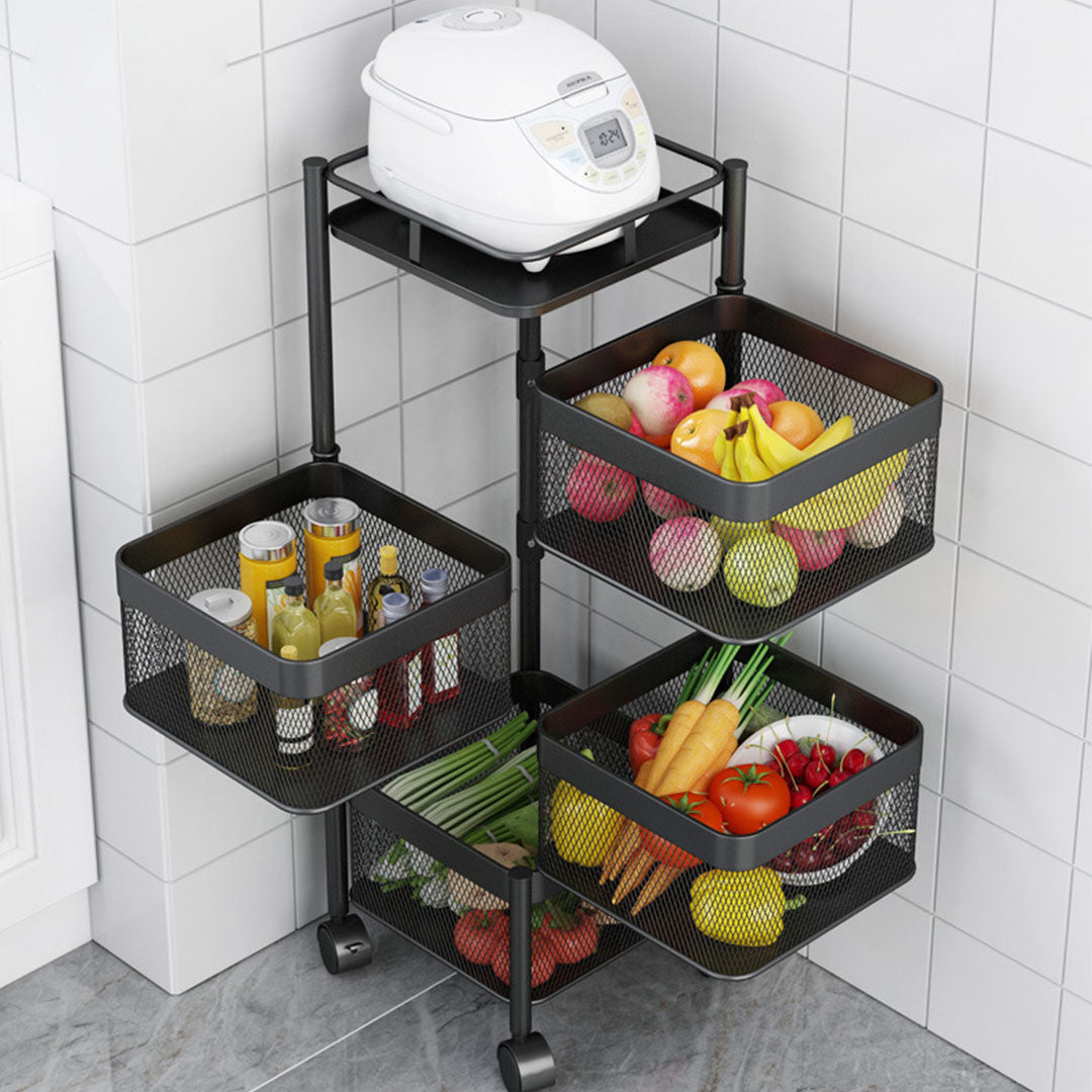 4 Tier Steel Square Rotating Kitchen Cart