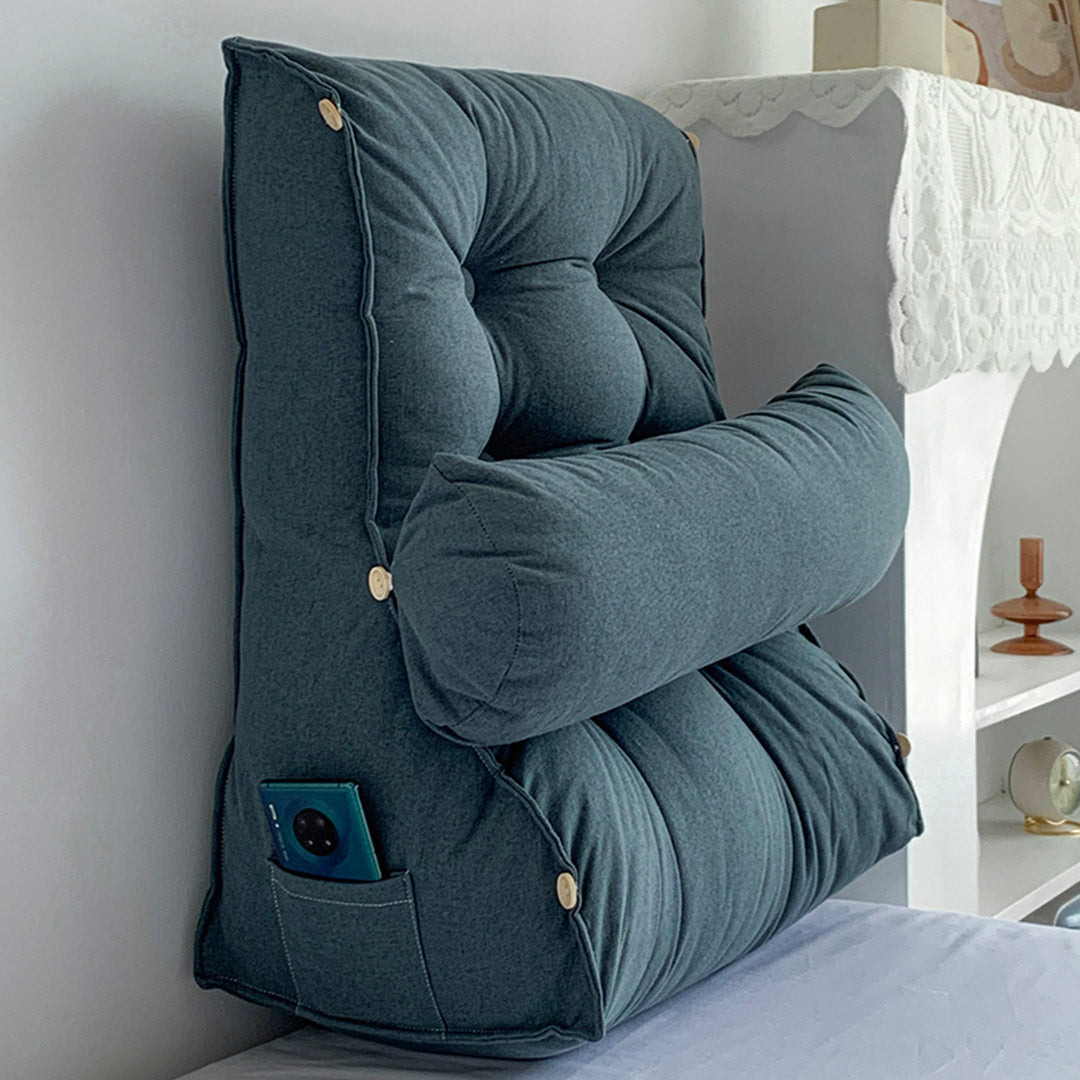 45cm Grey Wedge Lumbar Pillow
