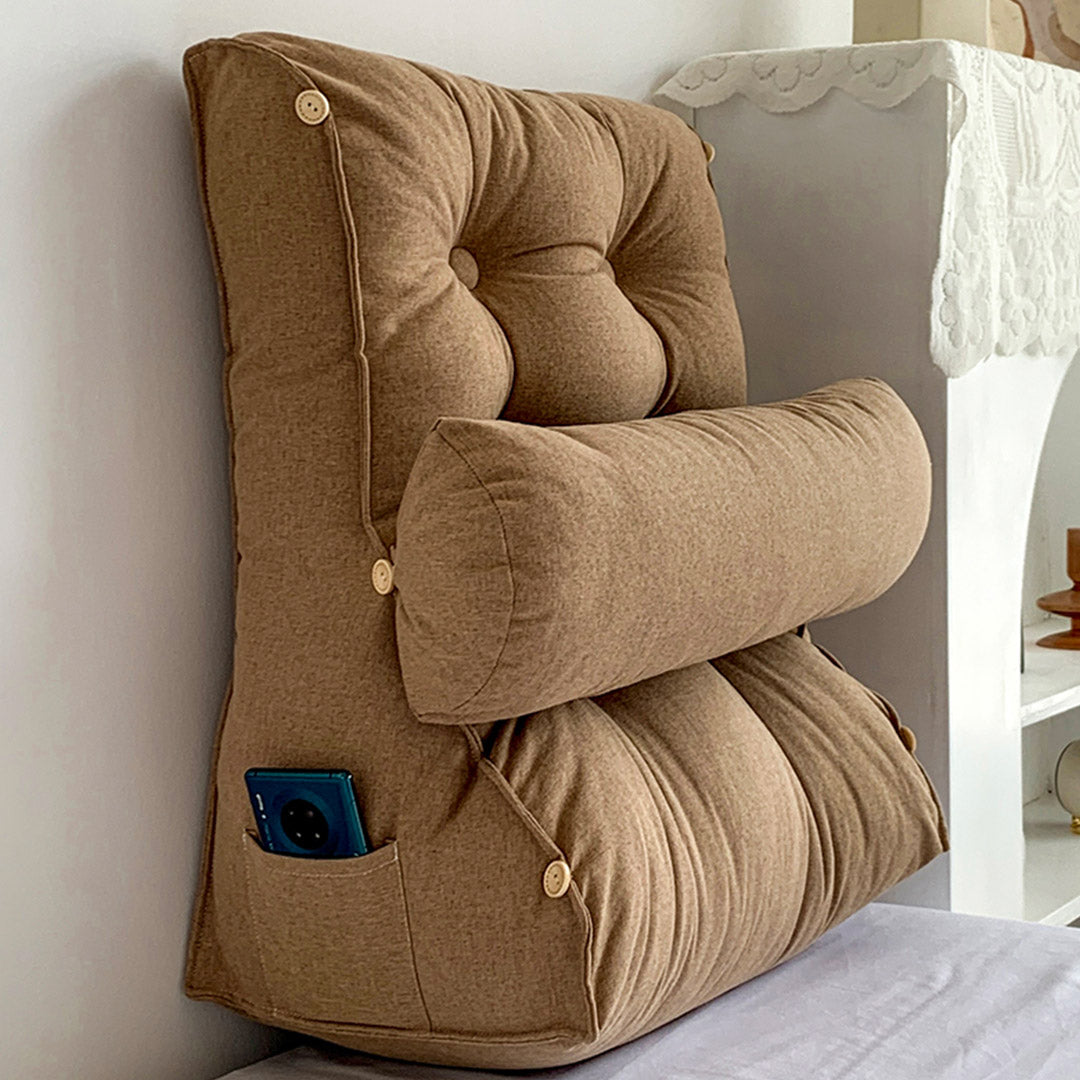 60cm Khaki Wedge Lumbar Pillow