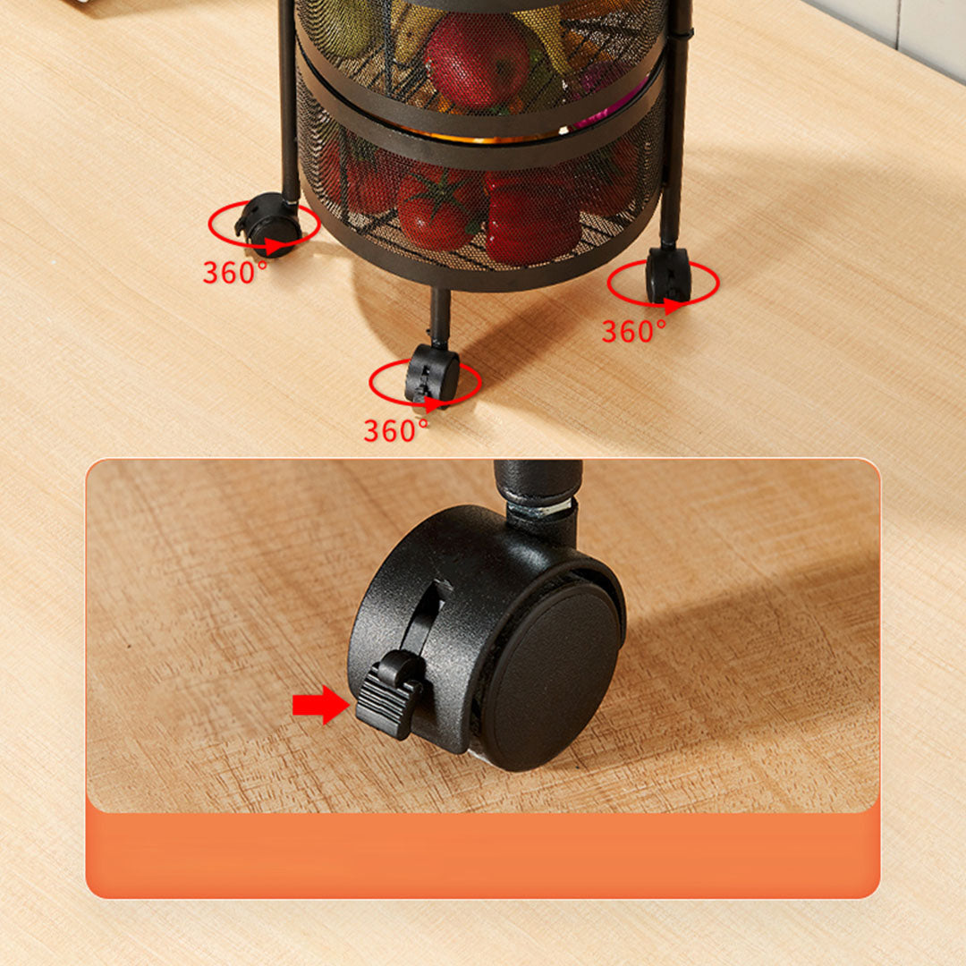 5 Tier Steel Round Rotating Kitchen Cart