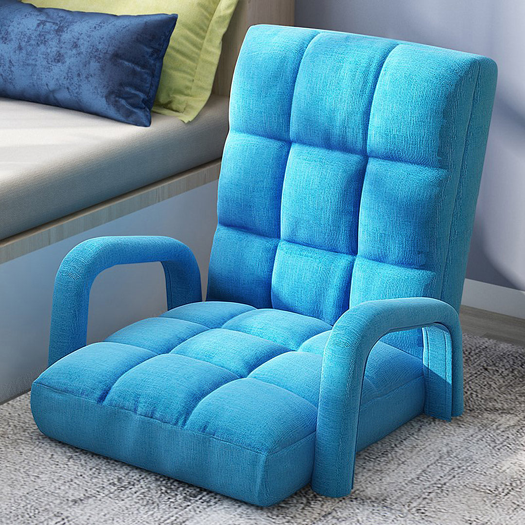 Floor Recliner Lazy Chair with Armrest Blue
