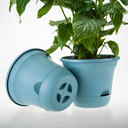 Blue Plastic Plant Self Watering Indoor Outdoor Plant Pot Set of 3