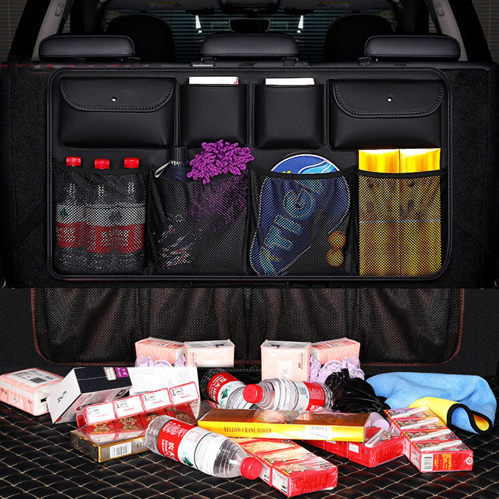 High Quality Leather Car Back Seat Organizer Interior Accessories Black