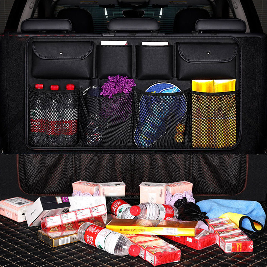 High Quality Leather Car Back Seat Organizer Interior Accessories Black