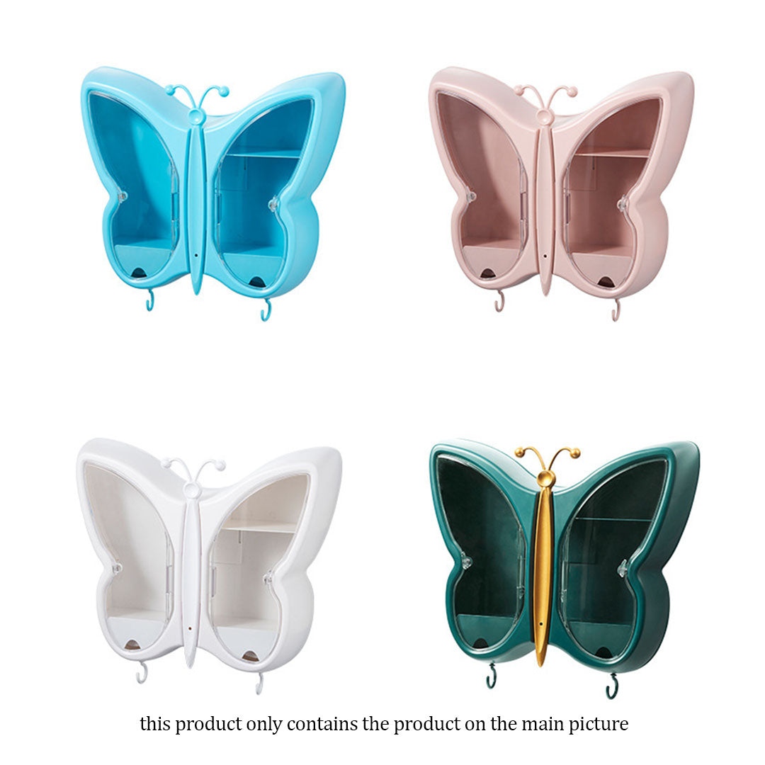 Pink Butterfly Shape Wall-Mounted Makeup Organiser