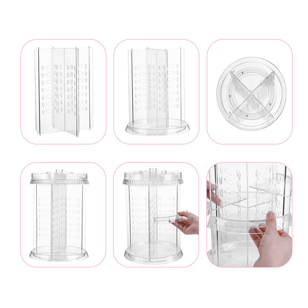 360 Degree Rotating Cosmetic Storage Organiser with White LED Light Tabletop Mirror Set