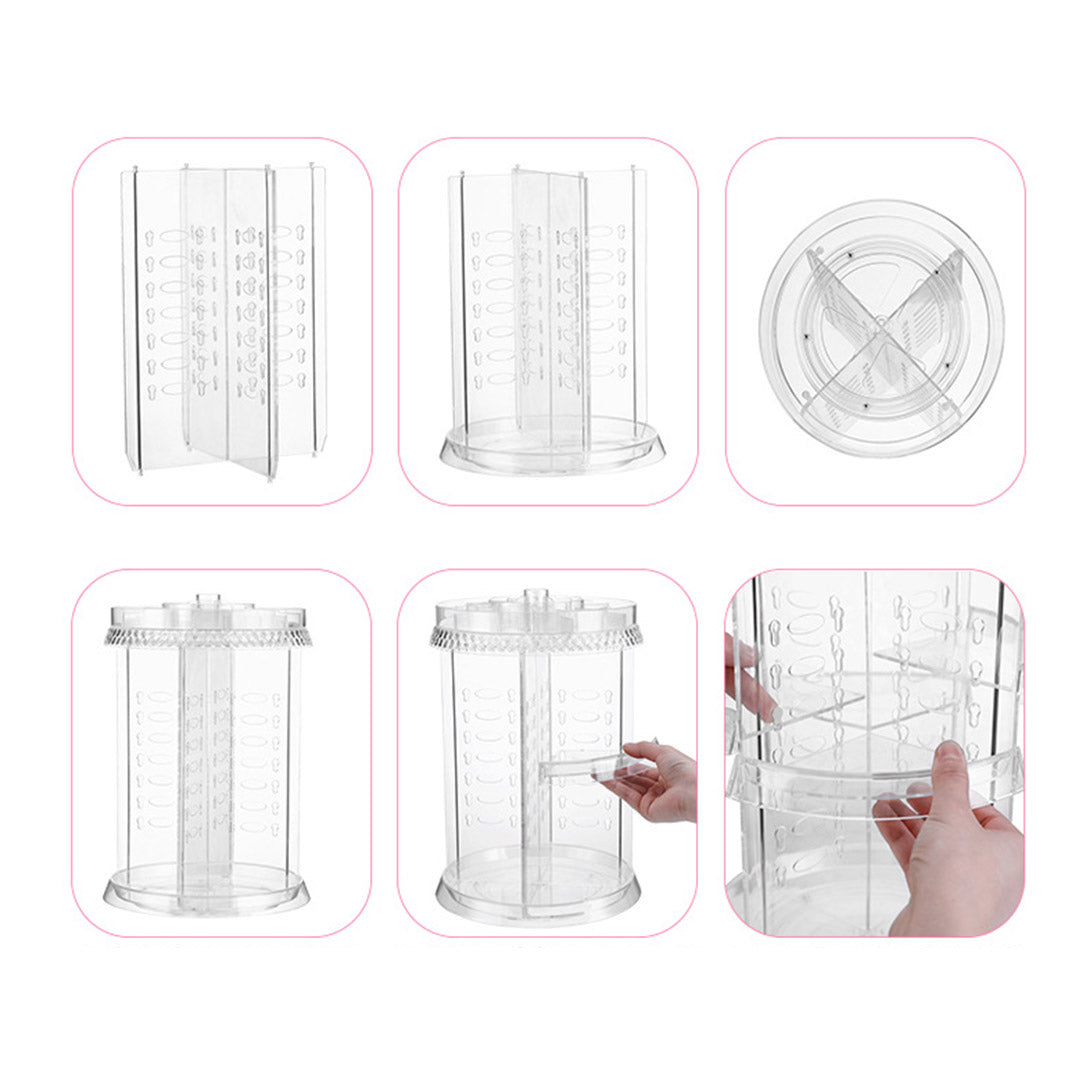 360 Degree Rotating Cosmetic Storage Organiser with White LED Light Tabletop Mirror Set