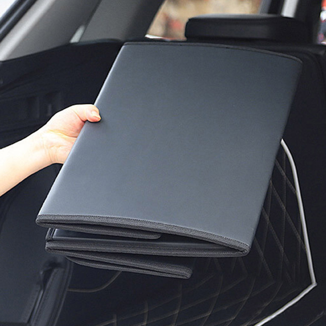 Leather Car Boot Foldable Trunk Cargo Organizer Box Black Small